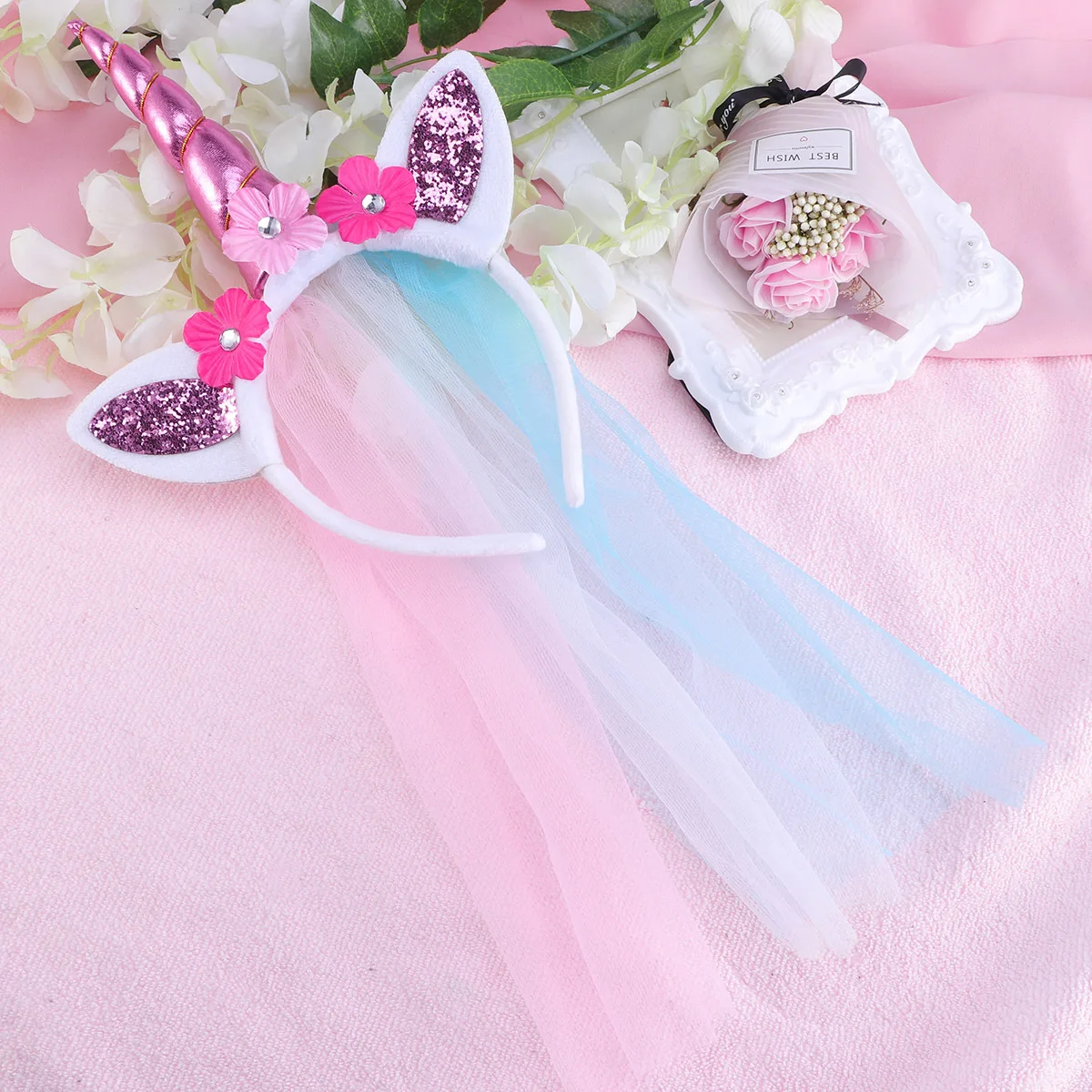 ที่คาดผมยูนิคอร์นหลากสีสัน แฟชั่นเครื่องประดับศีรษะสำหรับงานคาร์นิวัล งานเต้นรำ อุปกรณ์เสริมผมสำหรับเด็ก ที่คาดผมยูนิคอร์น