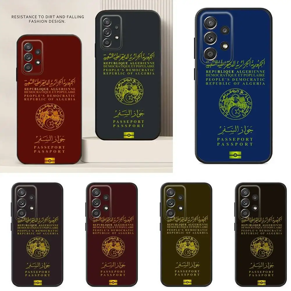 

Algerian Passport Phone Case For Samsung S24,23,22,21,20,10,10E,S9 Plus FE Note 20 Ultra 10,9 Plus Black Case
