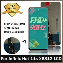 Протестировано для Infinix Hot 11s X6812, дигитайзер сенсорного экрана в сборе для Infinix Hot 11s NFC X6812B, запасные части для ЖК-дисплея