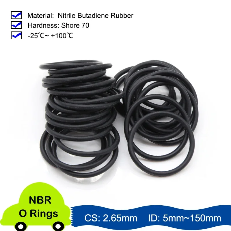 

Black O-ring thickness CS 2.65mm ID 5~150mm NBR Nitrile Butadience Rubber Sealing Gasket Rubber Ring Complete in Specifications