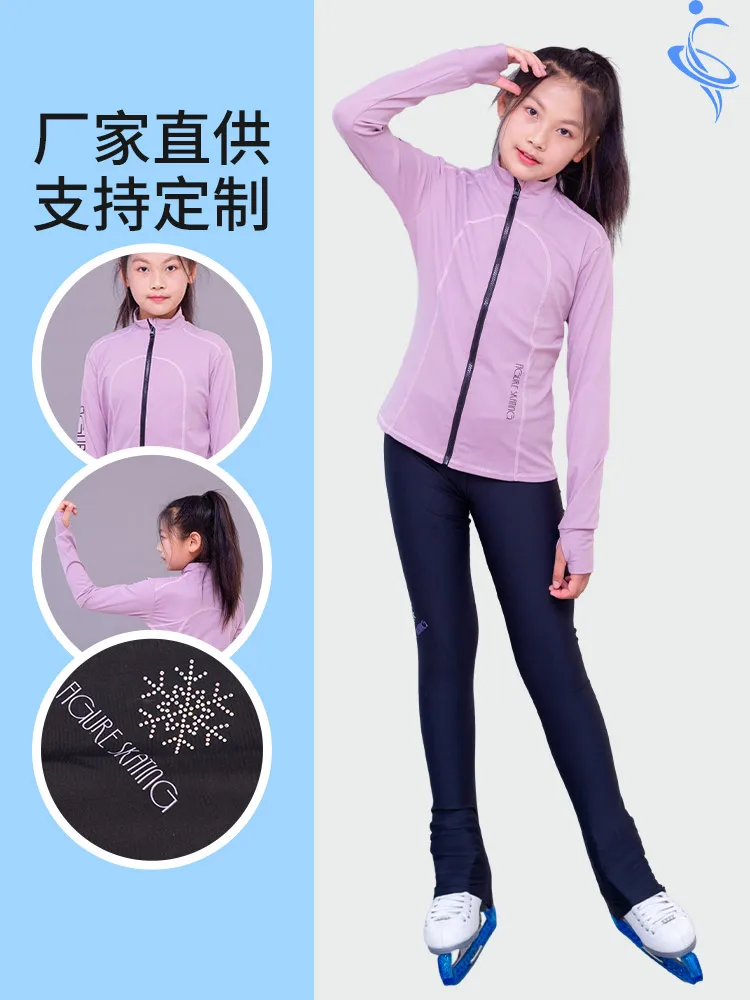 Figure Skating Clothes Quick-Drying High Elastic Waterproof Breathable Spring and Summer Pink & Black Suit