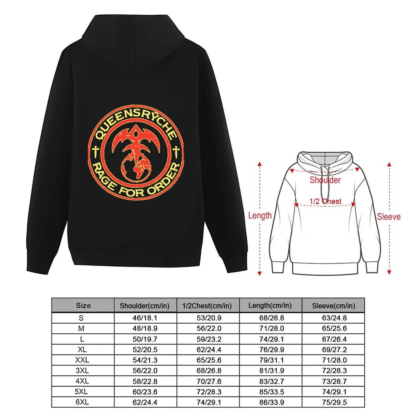 معطف Queensryche Rage for Hoodie للرجال، ملابس رجالية عصرية، سترة شتوية للرجال، سترة بقلنسوة برسومات جرافيك
