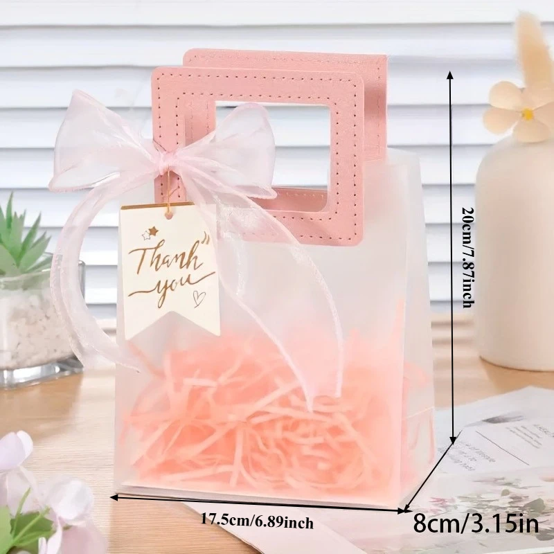 20 قطعة من أكياس الهدايا البلاستيكية الشفافة الأنيقة مع ملصقات شكر - قابلة لإعادة الاستخدام لحفلات الزفاف وحفلات أعياد الميلاد وديكورات المناسبات الرسمية
