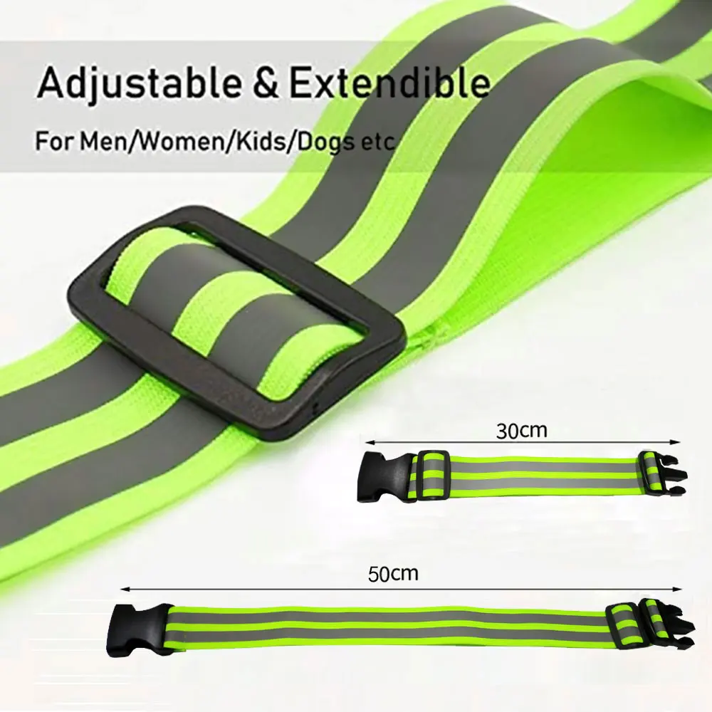 1Pc Adjustable Reflective Bands for Running Safety Reflective Belt Night Safety Gear for Arm Wrist Waist Ankle Leg