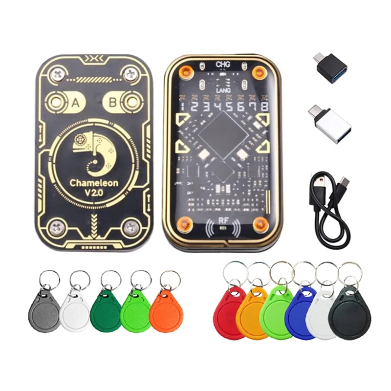 AA60-Chameleon Ultra V2.0 เครื่องอ่านการ์ดสมาร์ทจําลอง RFID 125 Khz 13.56 Mhz ถอดรหัส NFC Duplicator 5UID + 6CUID การ์ด