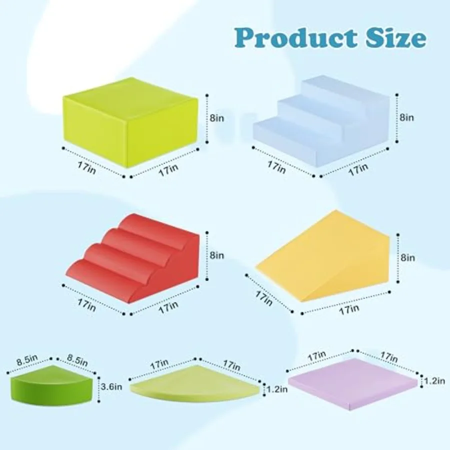 Blocos de Escalada de Espuma de 7 Peças para Bebês e Crianças de 1 a 5 Anos: Conjunto de Brinquedos para Brincar em Ambientes Internos com Couro PU Macio e Seguro para Engatinhar