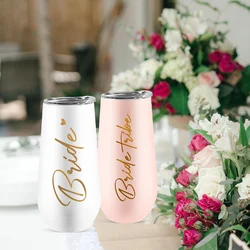 6 OZ Bridesmaid Proposal Gifts Champagne Flutes Tumblers Bridal Shower Gifts Wedding Bachelorette Party Gifts for Bride Tribe