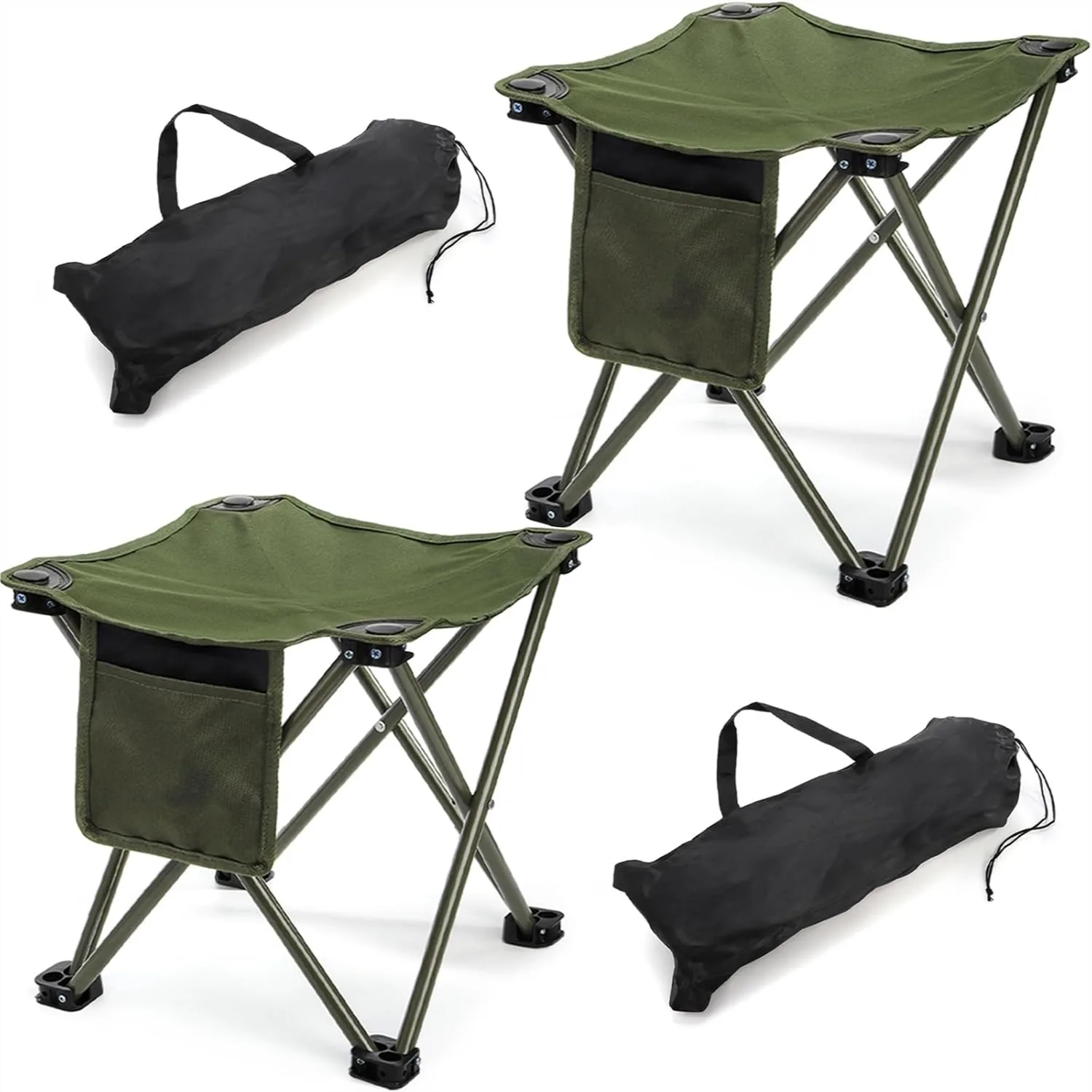 

2 Pack Camping Stool Portable Folding Seat with Side Pocket and Carry Bag for Outdoor Hiking Fishing Picnic Beach Lawn Party