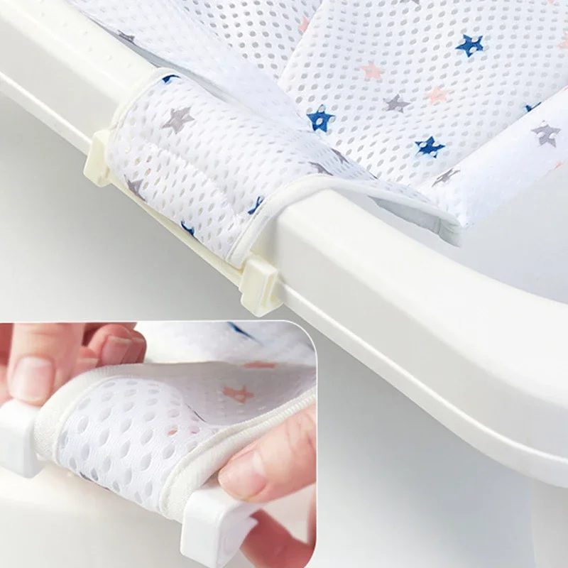 Bathroom newborn bath net suspension mat non-slip baby bath mat length adjustable bathtub bracket baby bath recliner seat