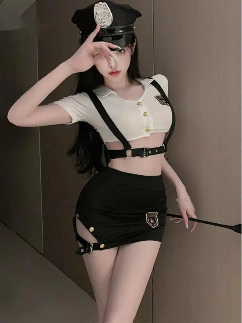

Сексуальная женская униформа для косплея, тонкая мини-юбка, стюардесса, Pure Desire, комплект из двух предметов, новинка 2025 года, милый женский комплект BEY8