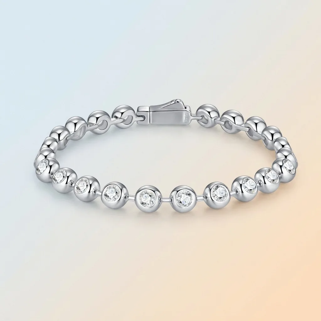SONGYUN Brand Jewelry 925 Sterling Silver Bracelet Moissanite Diamond Station Anniversary Ladies Rhodium Plated SYT Patent Bangl