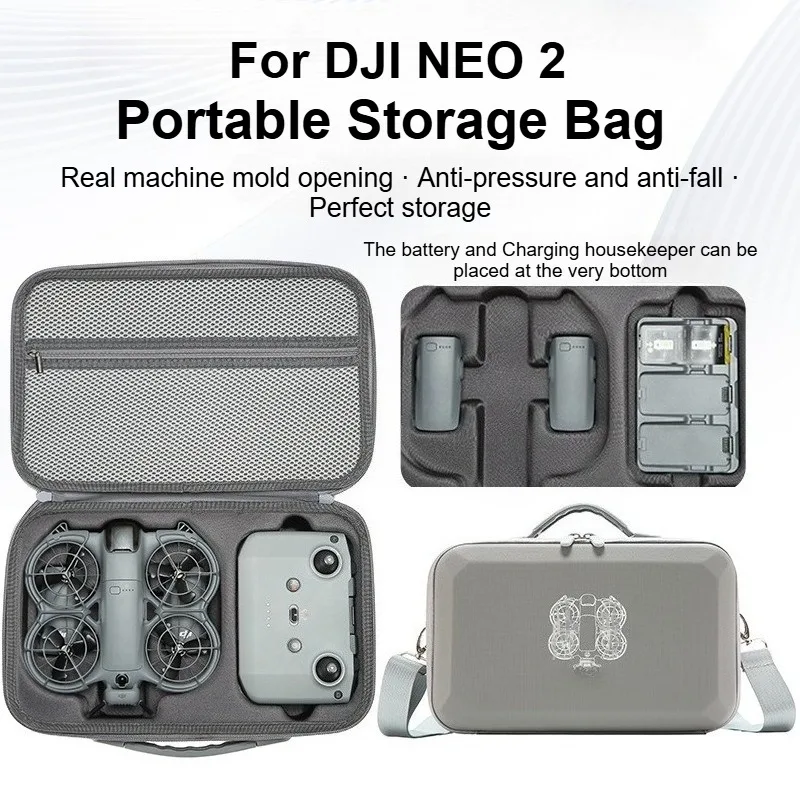 Per DJI Neo 2 Fly More Combo Borsa di stoccaggio Custodia protettiva da trasporto Custodia rigida in pelle PU resistente alle cadute Accessori per borse