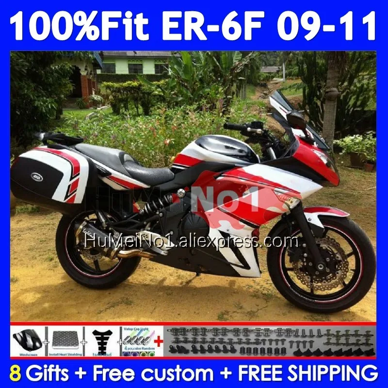 OEM Body For KAWASAKI NINJA 650R ER 6F ER6 ER 6 F ER-6F 09-11 246No.23 ER6F 09 10 11 650 R 2009 2010 2011 Red white Fairings