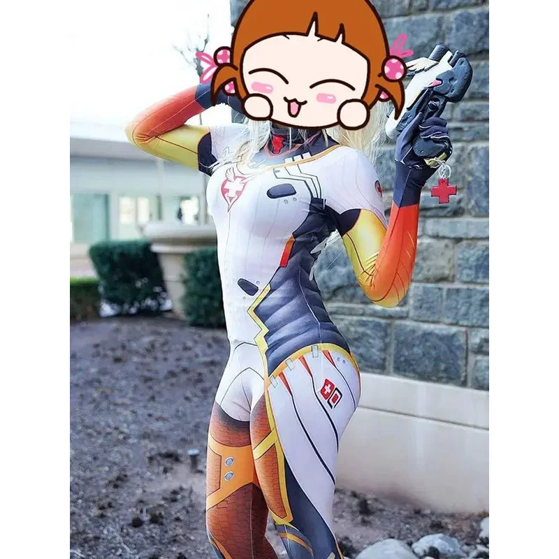 Adulti Donna Halloween Mercy Costumi Cosplay Supereroe Zentai Suit Tuta Tute da festa per bambini