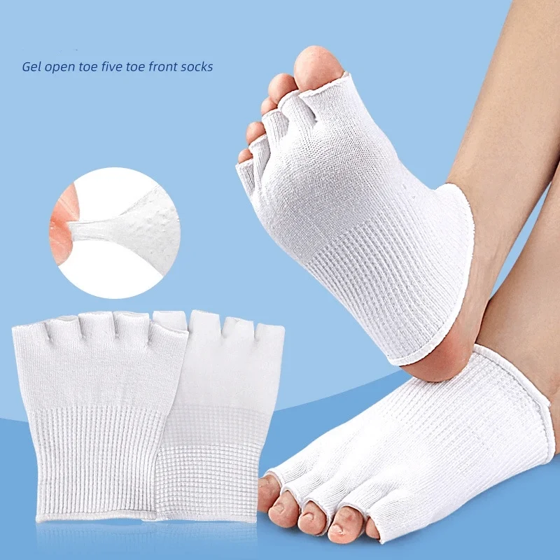 

1Pair Gel Five Toes Separator Sock Half Insoles Pads Cushion Forefoot Support Invisable Shallow Anti-slip Socks Foot Pain Relief