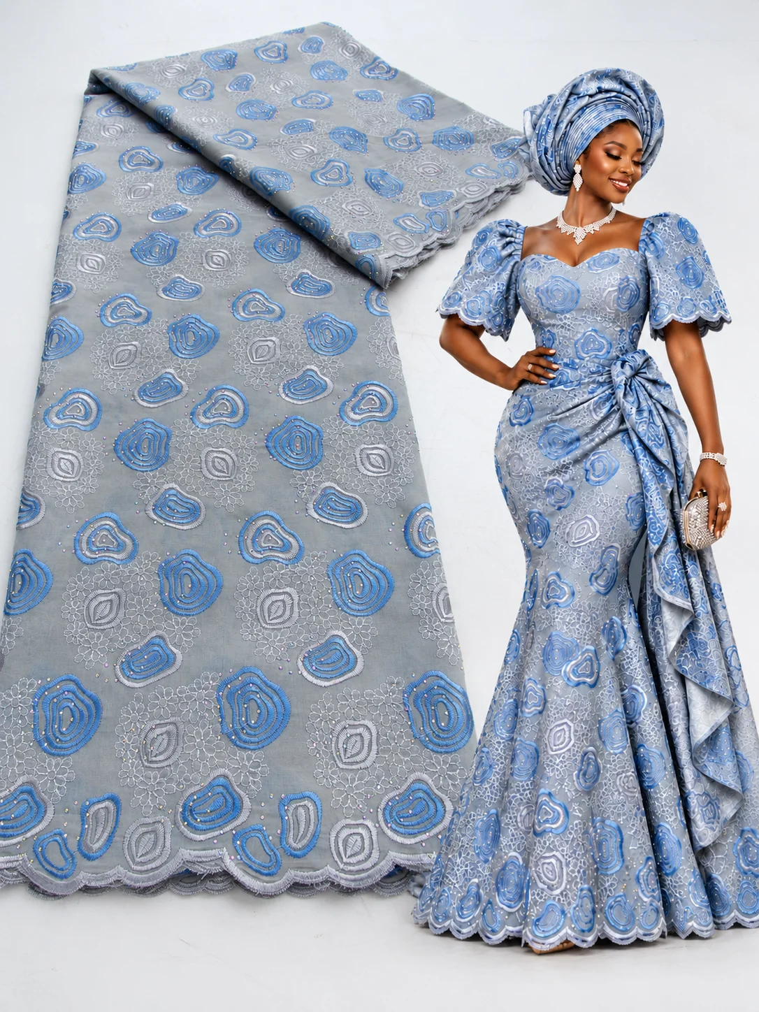 Kalume Swiss Voile Lace Fabric Nigerian Cotton Lace 2026 High Quality African Cotton Lace Fabric with Stones for Women Wedding
