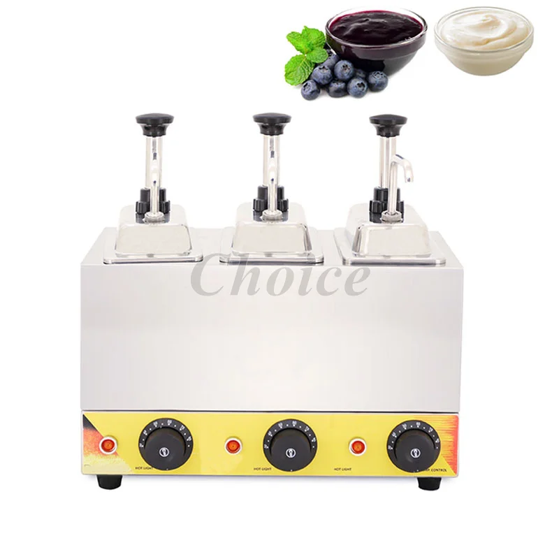 

Stainless Steel Commercial Chocolate Warming Machine Electric Soy Jam Heater Sauce Warmer with 3 Bottles