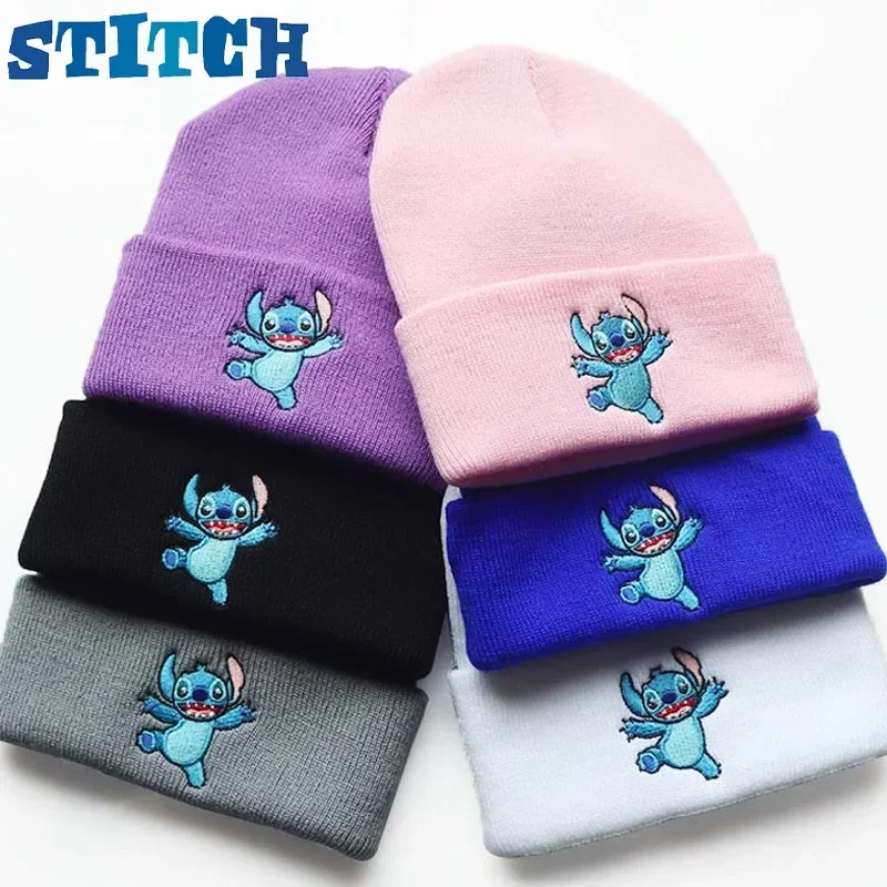 

Disney Stitch Classic Warm Solid Color Knitted Beanies Cartoon Cute Wool Hat for Women Men Knitted Hats Clothing Accessories New