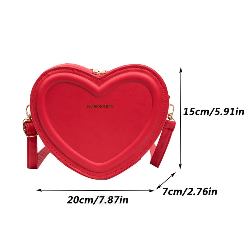 Mode En Forme De Coeur Bonbons Couleur Petit Shoulde Sling Sac Pour Fille PU Cuir Zipper Femmes Casual Sac À Bandoulière