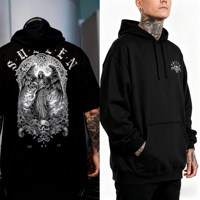 Somber Personality Dark Style Print Men Women Hooded Sweatshirt Autumn Winter Daily Outdoor Fitness Casual Loose Warm Sportswear