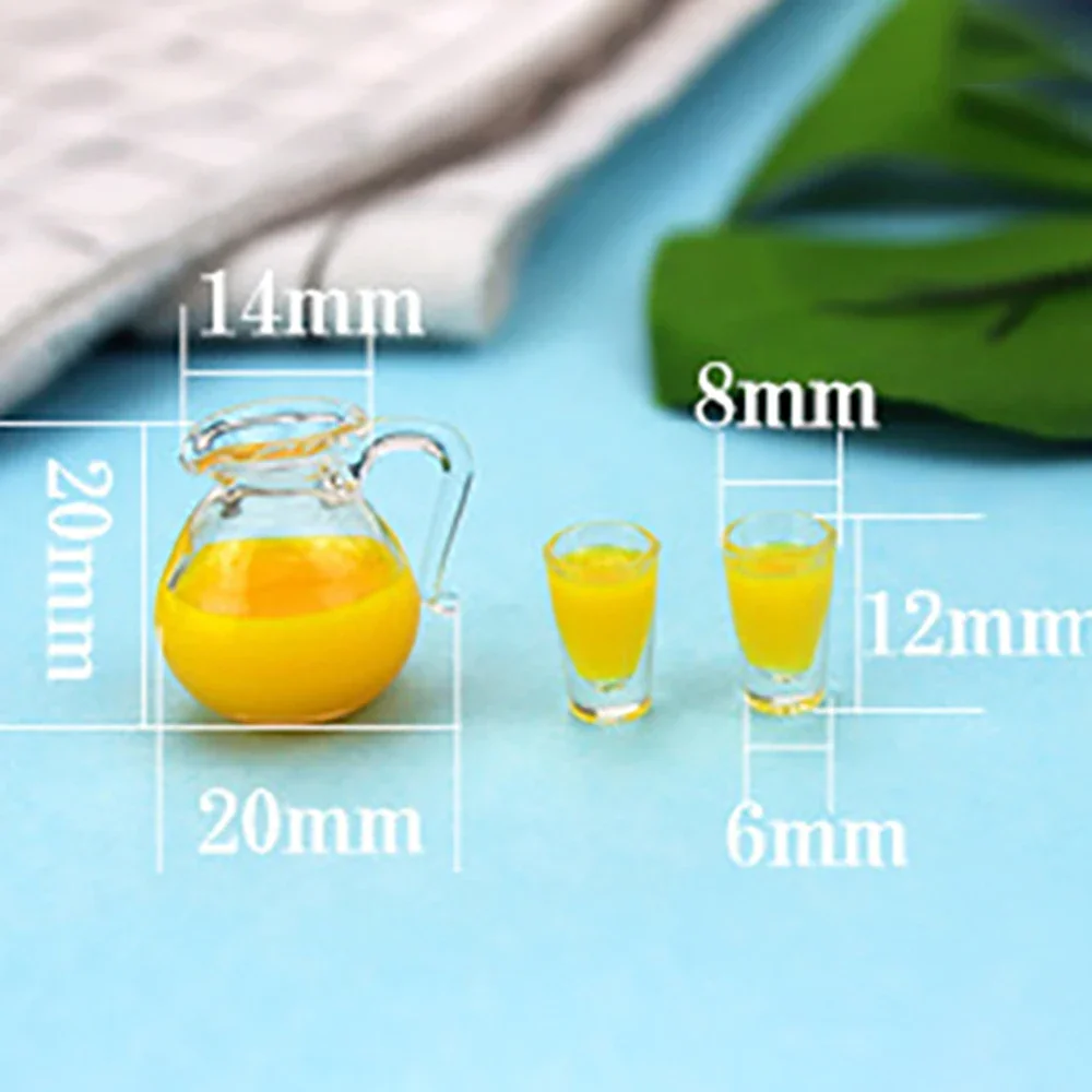 1/12 Dollhouse Miniature เหยือกน้ําชุดถ้วยมินินมหม้อถ้วยเครื่องดื่มของเล่นตุ๊กตาอุปกรณ์ House ตกแต่ง ob11 bjd