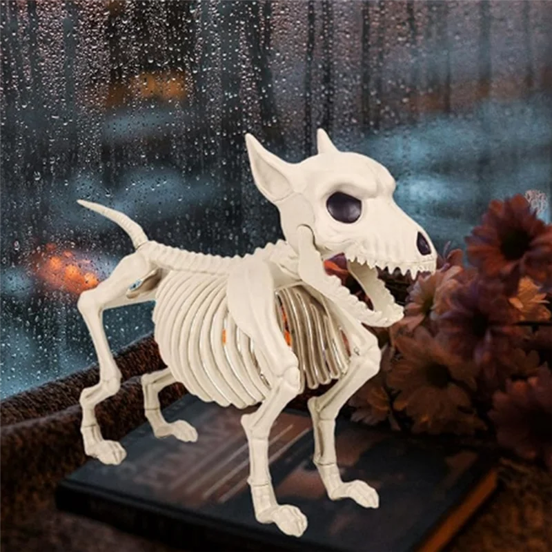 A59E-Skeleton Halloween Decorations - هيكل عظمي حيوانات هيكل عظمي قابل للتعييل مع مفاصل قابلة للتعيين لديكور الهالوين