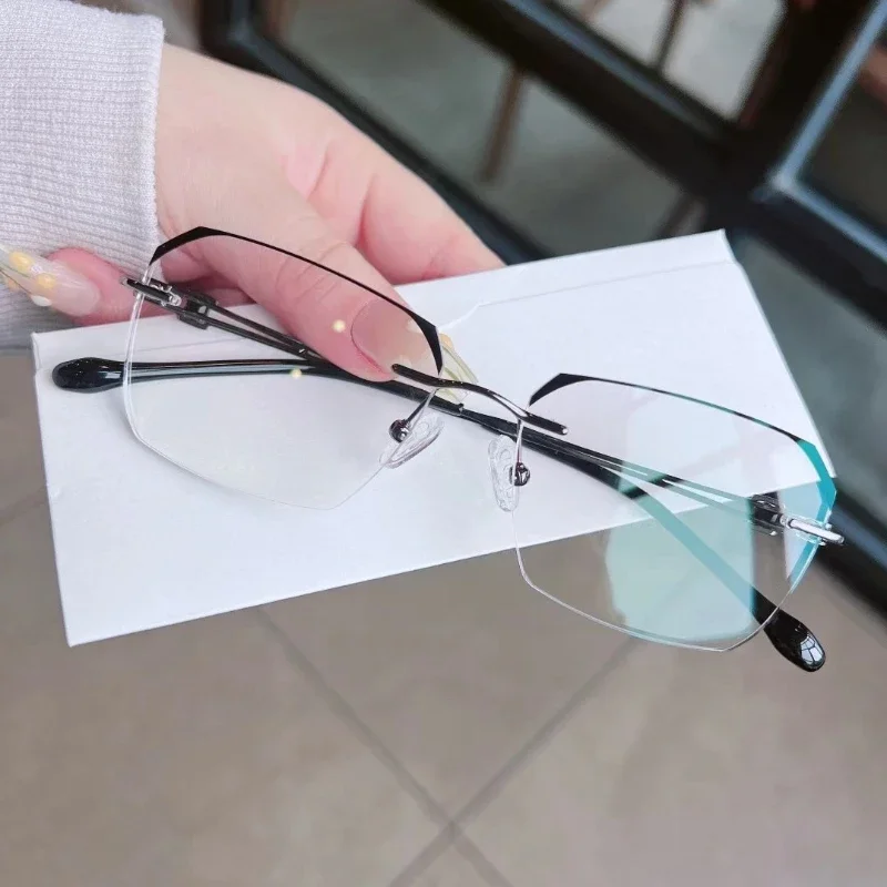 Men Fashion Business Reading Glasses Unisex Trendy Rimless Square Far Sight Eyeglasses Women Male Vintage Computer Eyewear image 4