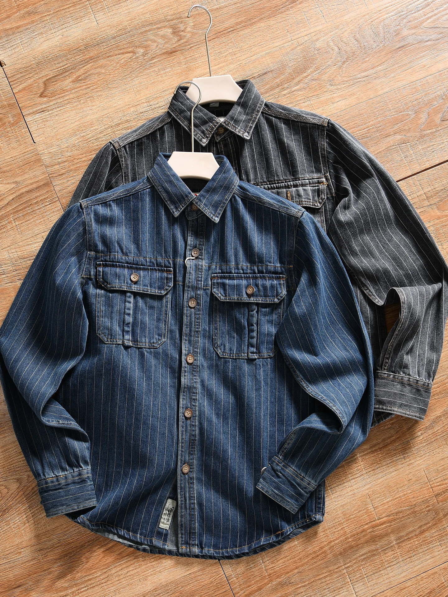 Heavyweight Cotton Khaki Long Sleeve Casual Shirt Men's Women's Retro Style Wear Resistant And Durable Autumn Winter Shirt