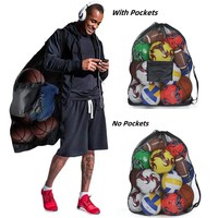 Soccer Ball Mesh Bag Backpack Extra Large Football Storage Bag With Drawstring Zipper Pocket For Holding Basketball Sports Bag
