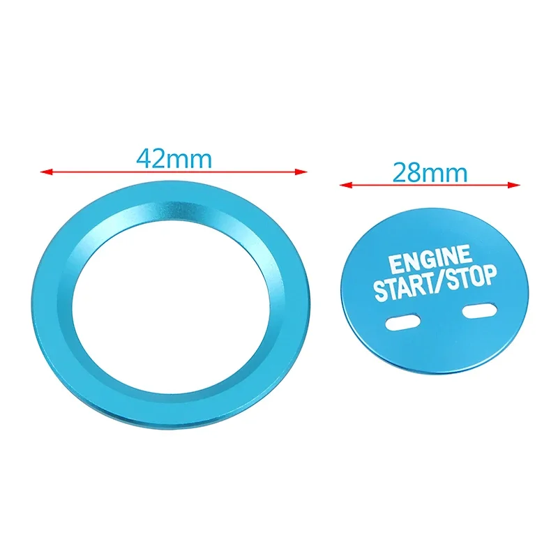 4 Colors Car Engine Push Start Stop Button & Surrounding Ring Decoration with Cover for Chevrolet VW Cadillac GMC Aluminum