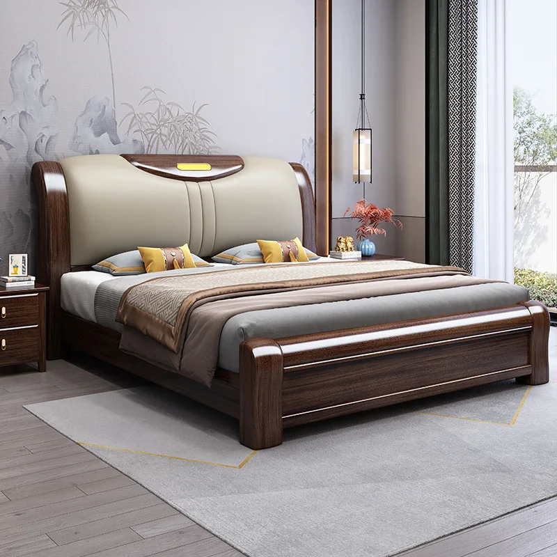 

Customizable new Chinese solid wood bed