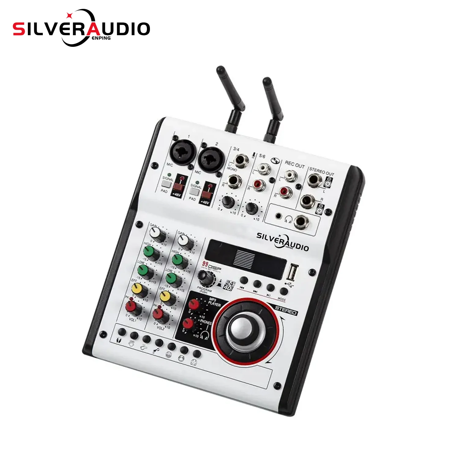 GAX-G06 Console professionale MP3 Home Stage Performance Mixer Mixer audio digitale a 6 canali con microfoni