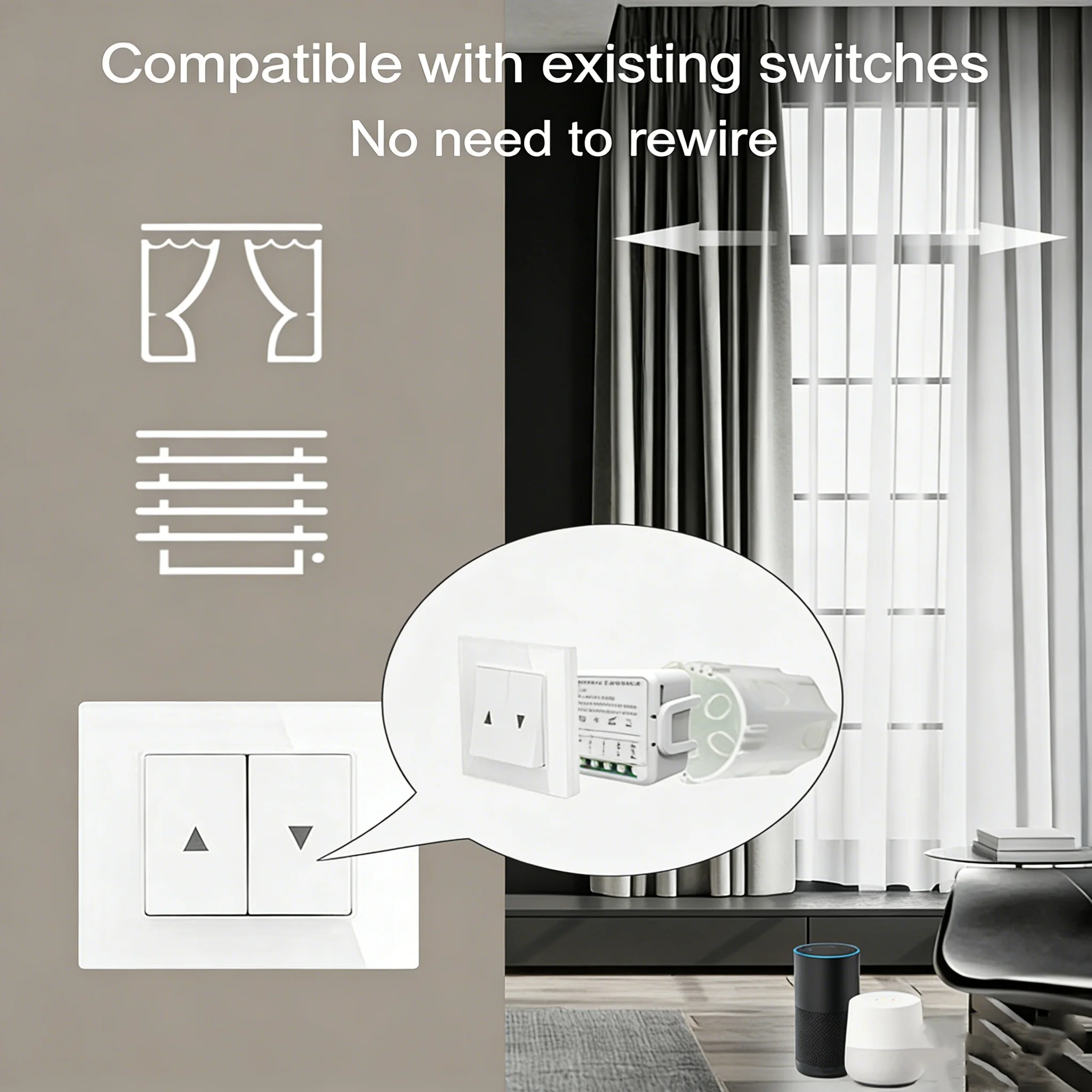 Tuya WiFi Curtain Switch Module - Smart Control for Electric Roller Shutter Blind Motor (Alexa/Google Home/Alice Supported view 3