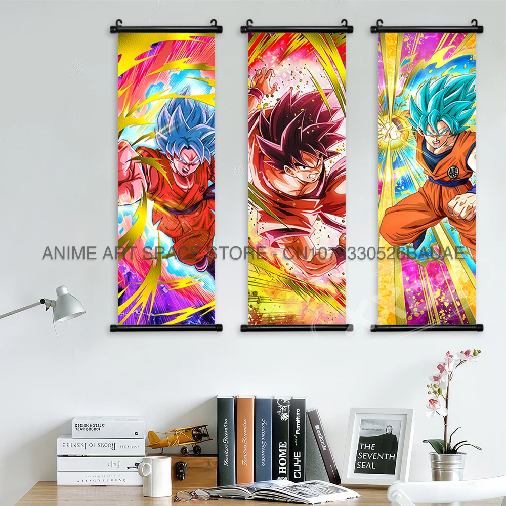 Anime Dragon Ball Z Hängende Malerei Son Goku Poster Zimmer Dekor Vegeta Wand Kunst Dekorative Geschenk Frieza Cartoon Schriftrollen Bild – Detail 4