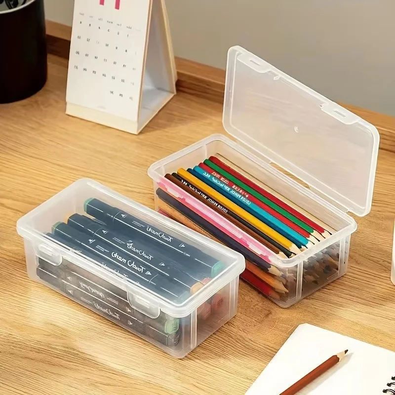 Multi-function Transparent Pencil Case Large-capacity Stackable Pencil Storage Box For Home Office School Pencil Case Stationery