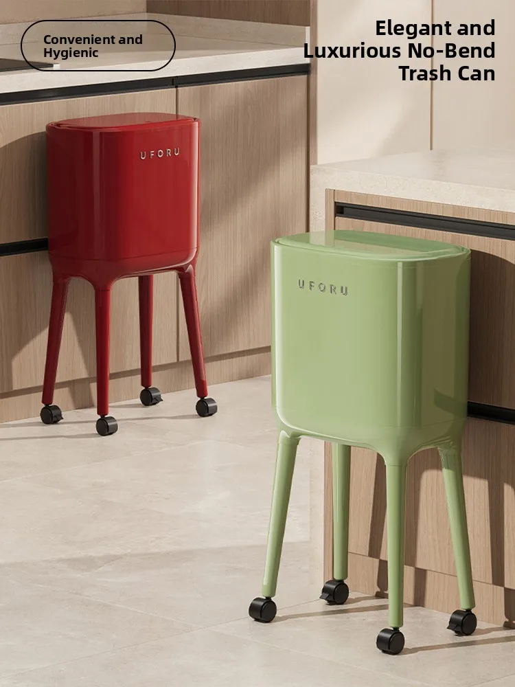 

Kitchen Tra Can Large Capaci Wheel Movable Extra High Model Household Waste Buet No Need to Bend down Health Buet