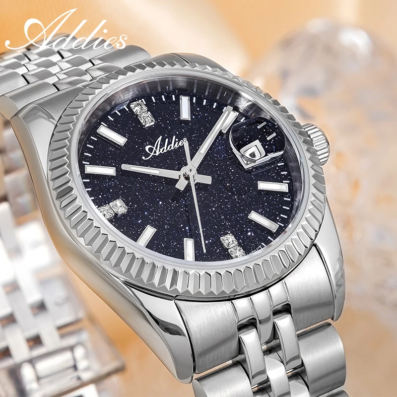 ADDIES Women's Luxury Business Quartz Watch 28mm Sapphire Crystal 316L Stainless Steel Swiss 585 Movement 50M Waterproof Watches