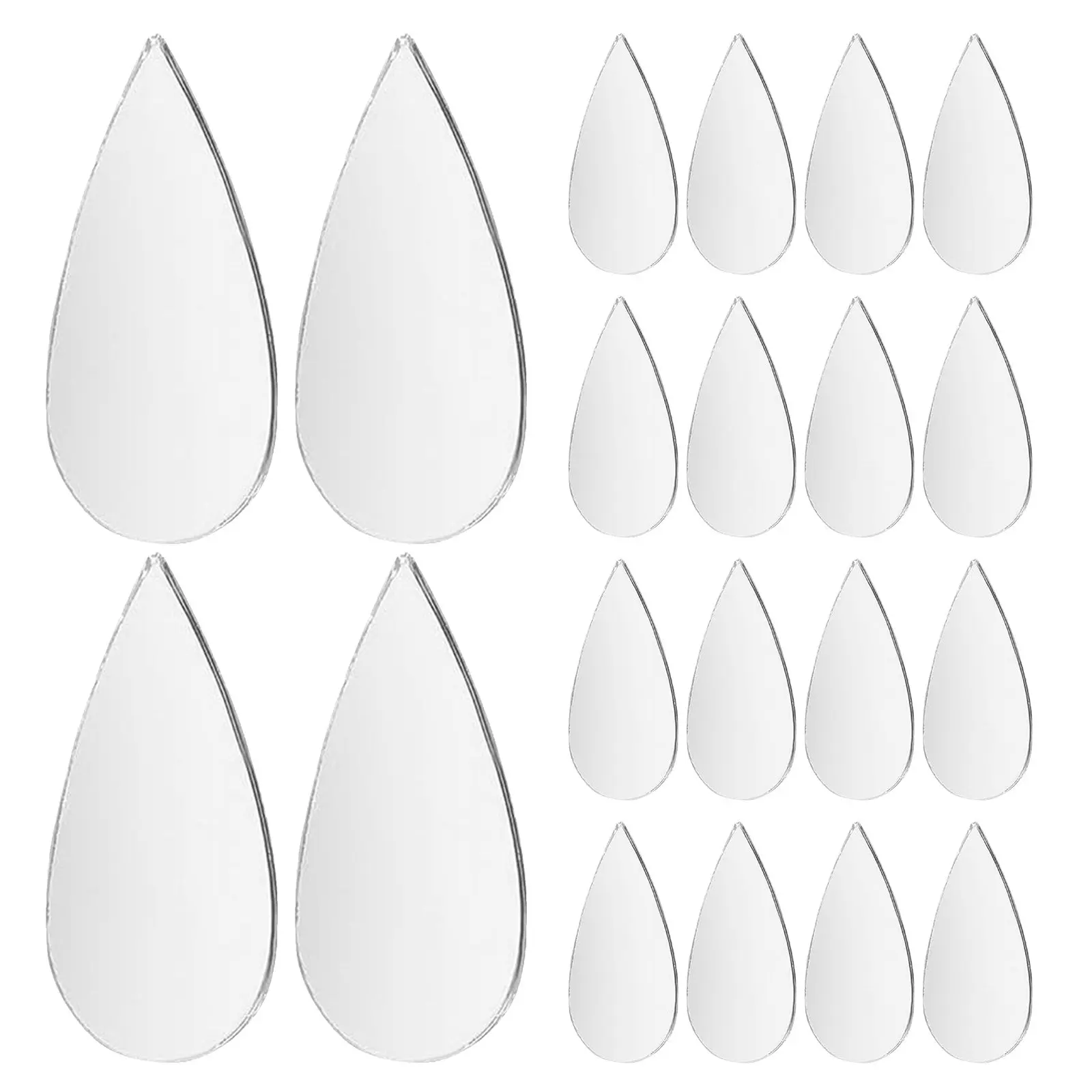 200Pcs Acrylic Reflective Teardrop Mirror Wall Stickers Self Adhesive for Bedroom Bathroom Living Room Wall Decor Crafts