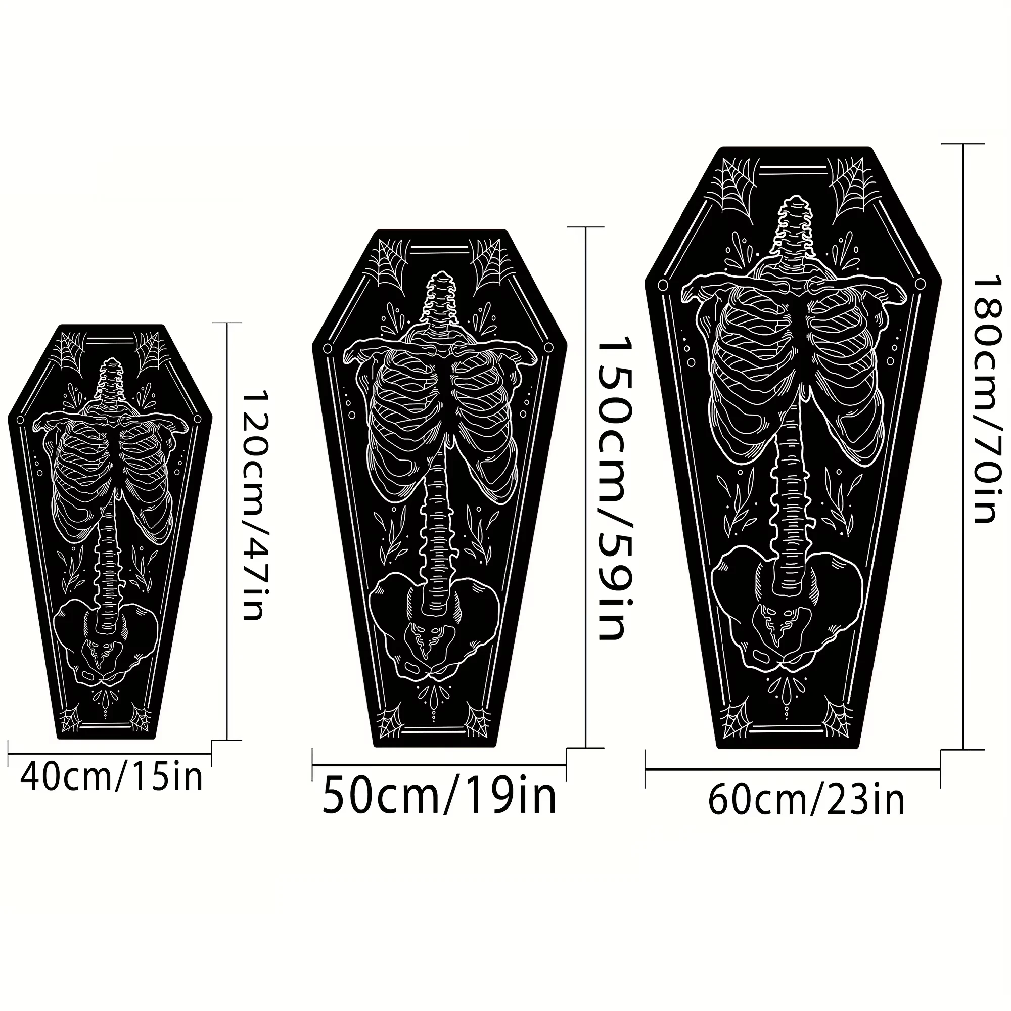 VIKAMA Gothic Coffin Shape Carpet Human Skeleton Pattern Soft Non-Slip Diablo Living Room Bedroom Halloween Party Decoration