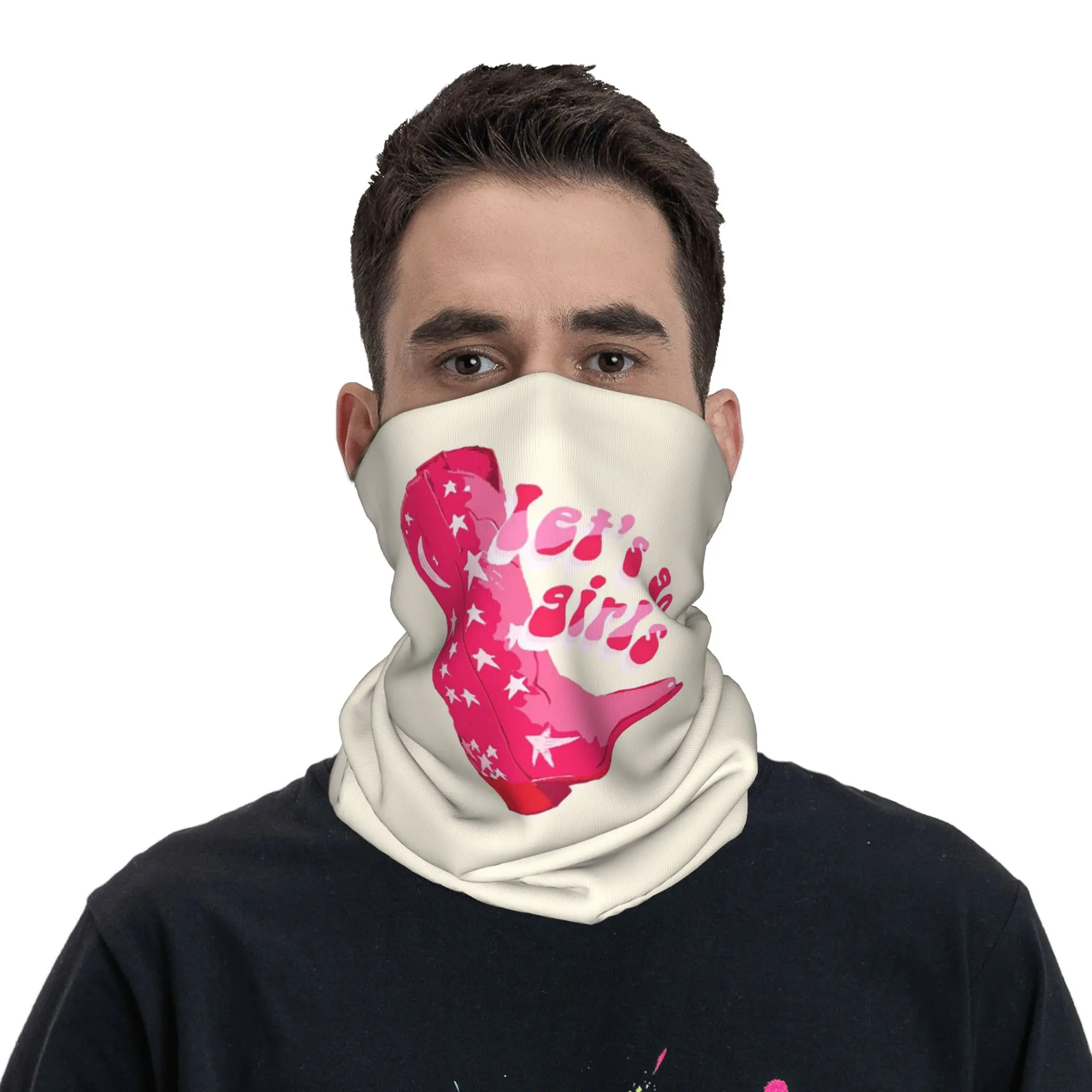 Cute Girly Disco Pink Preppy Stars Cowgirl Bandana Neck Cover Printed Face Scarf Headband Outdoor Sports for Men Women Adult