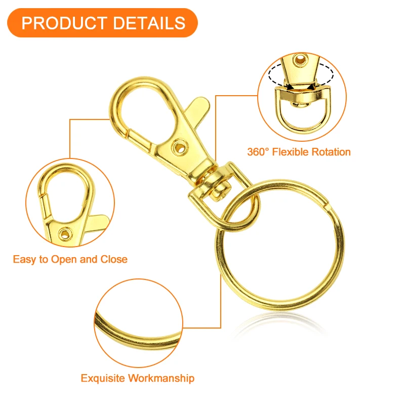 10Pcs/Lot 23/32/36/38mm Lobster Clasp Hooks Keychain 6 Colors DIY Jewelry Making Finding for Necklace Bracelet Chain Supplies