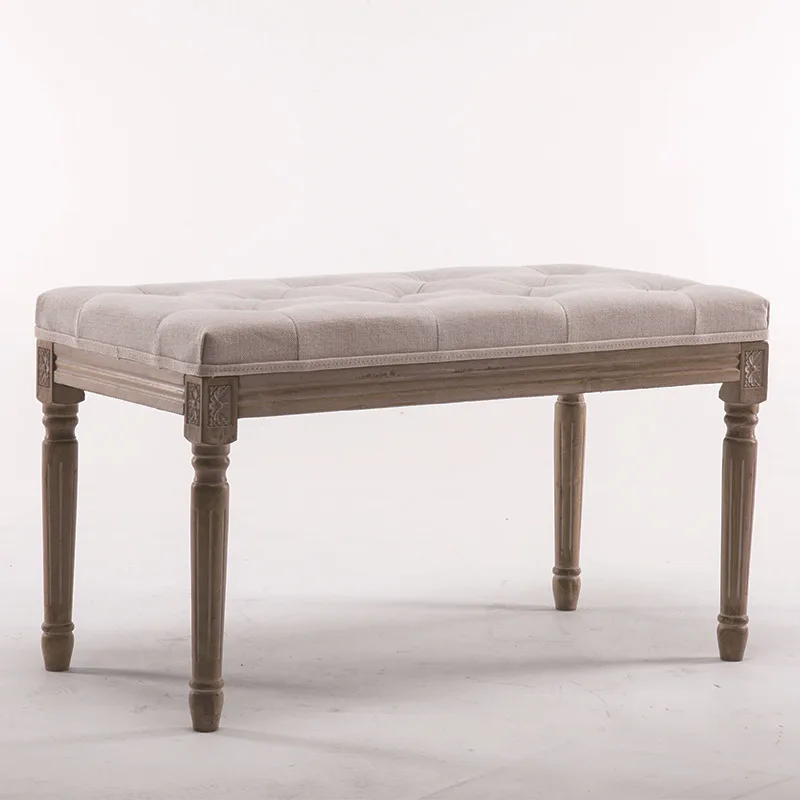 

Modern simplicity, European style, solid wood shoe changing stool, home retro dressing stool