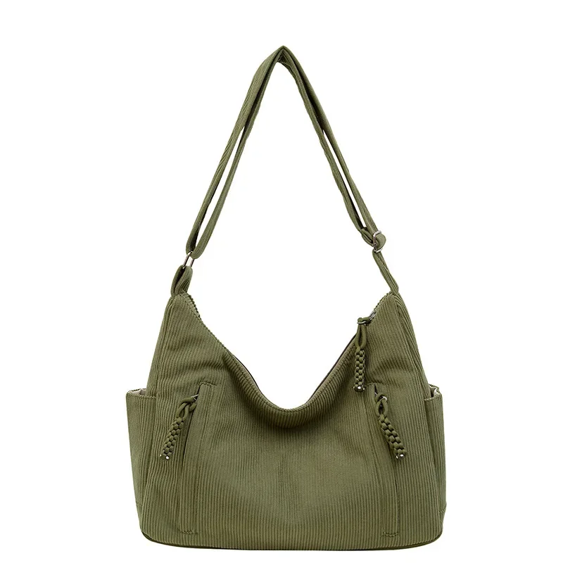 Crossbody Dumpling Large Capacity Corduroy Female College Student Cloth Bag 2024 New Fashion Versatile Shoulder Tote Bag