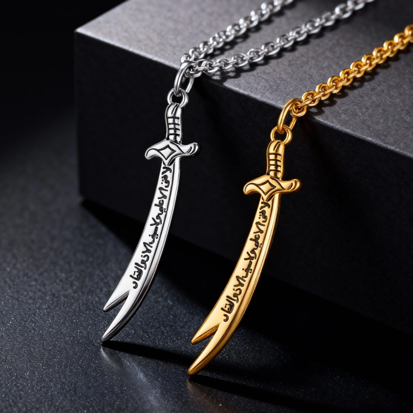 Islamic Zoleferka Sword Pendant Necklace for Men Women, Religious Amulet Stainless Steel Jewelry Gifts - view 2