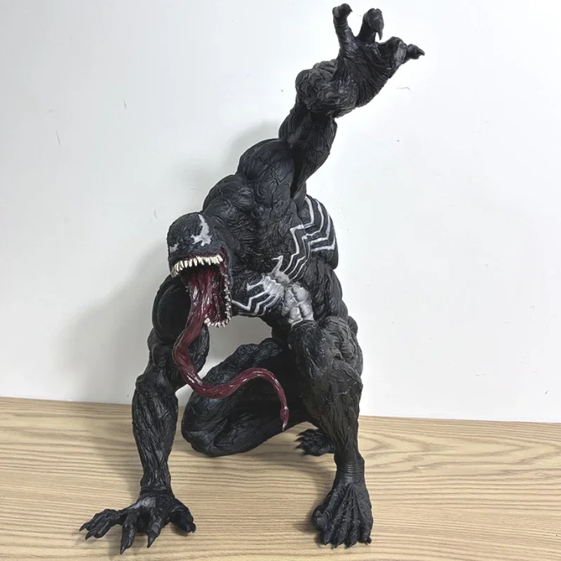 33cm Venom Battle Version Painted Statue  Squatting down Action Figure Desktop model ornaments Toy Room decoration Birthday Gift