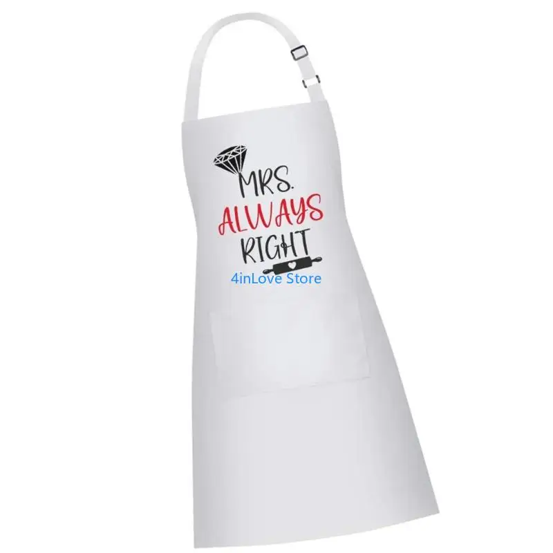 T4MD MR 및 Mrs 주방 앞치마 한 쌍 폴리에스테르 직물 조절 가능한 넥타이 의류