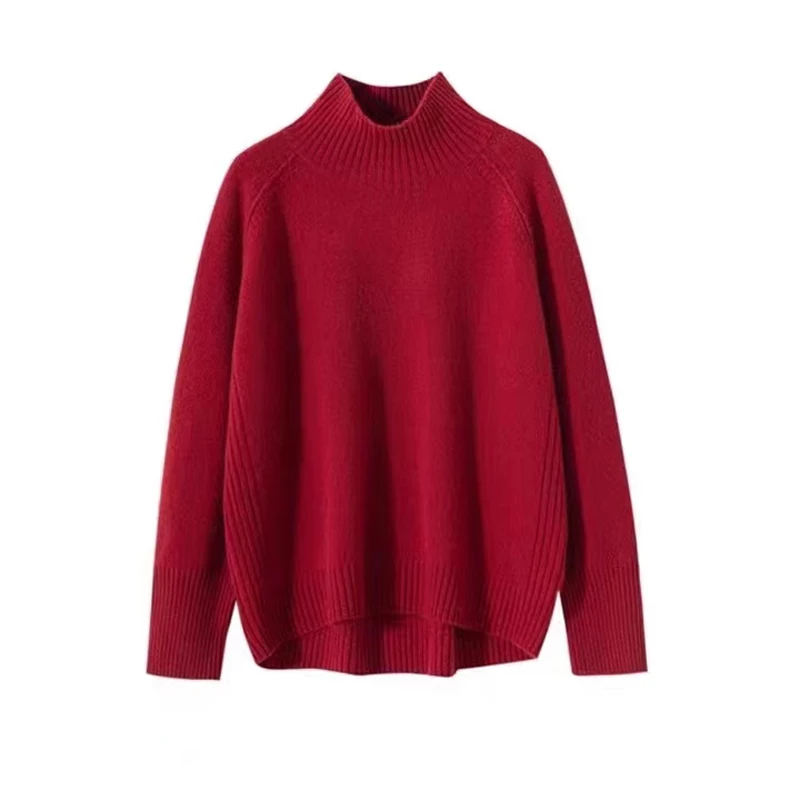 

Classic Autumn Winter Women Sweater Elegant 100% Merino Wool Knitted Pullover Solid Cashmere Female Long Sleeve Clothing Tops