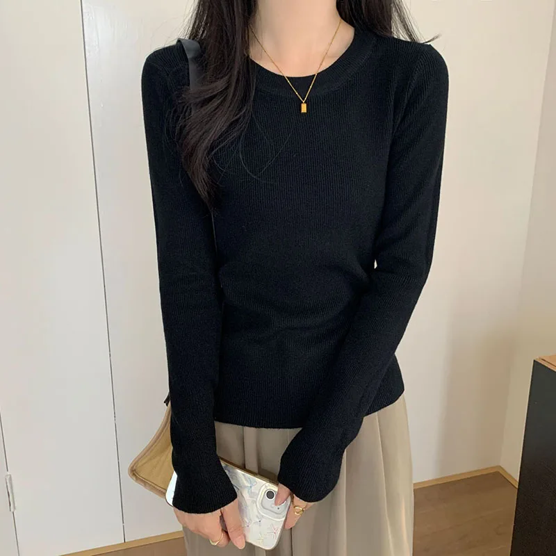 Autumn Winter Soft Knitted Sweater Women Solid Color Casual Long Sleeve O-Neck Pullover Korean Fashion Slim Fit Knit Jumpers