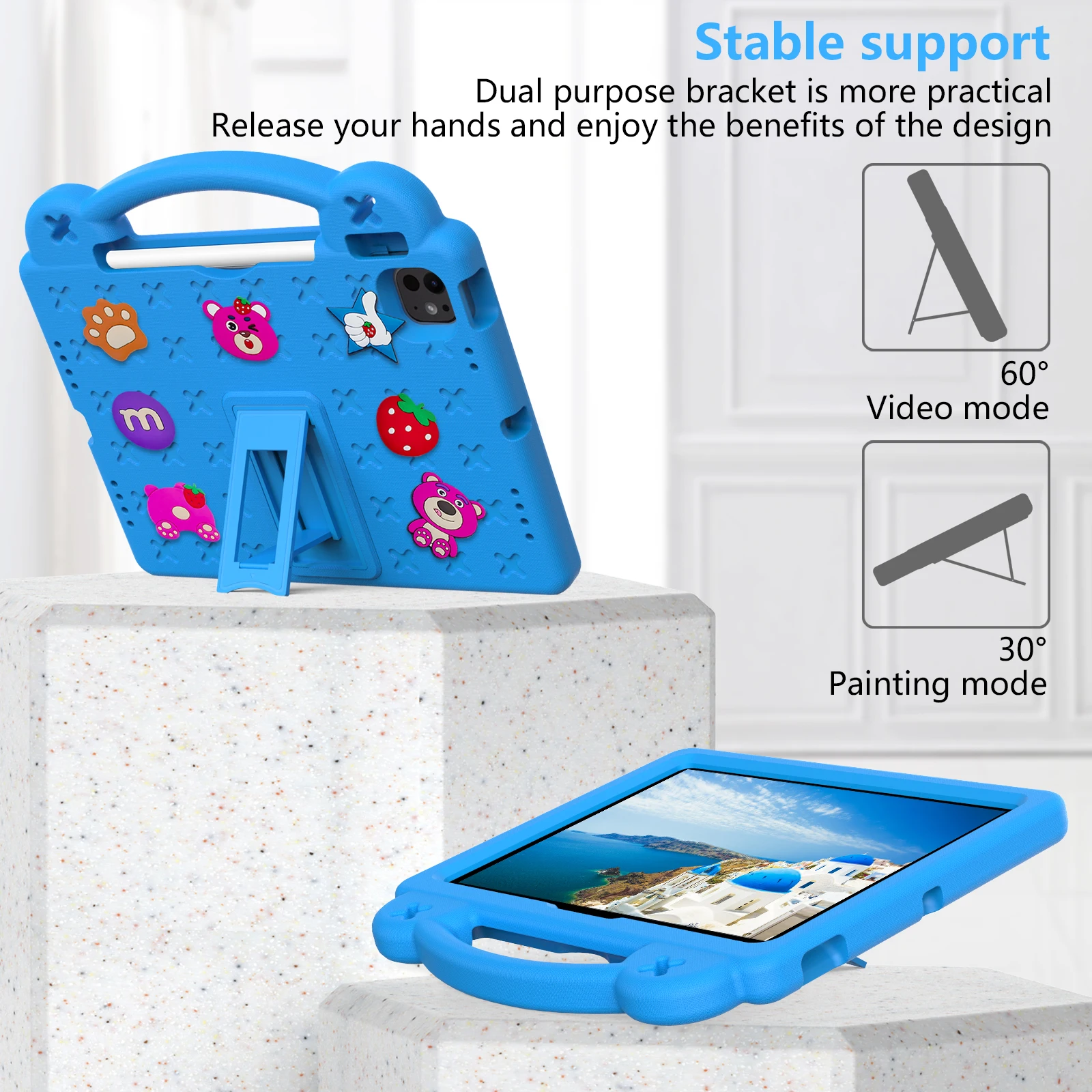 Shockproof for iPad Air13 PRO 13 Pro 12.9 Pro 11 EVA Case Built-in Handle Stand for iPad A16 11 Lightweight Kids Tablet Cover