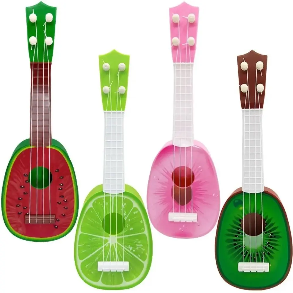 4 สายจําลองผลไม้ Ukulele ของเล่นปรับสตริงลูกบิดเล่นกีตาร์ขนาดเล็กของเล่นคลาสสิกทนทานเครื่องดนตรีของเล่น